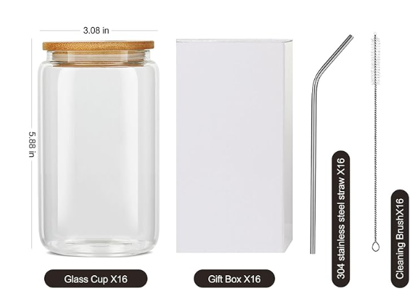 Iced Coffee Glass with Bamboo Lid