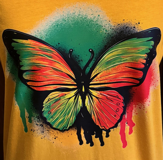 Butterfly with African Colors - Short Sleeve T-Shirt