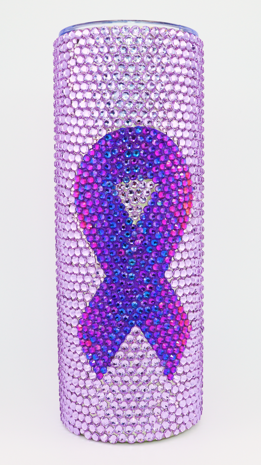 Rhinestone Tumbler - Lavender Body with Purple Rhinestone Ribbon (PL3A)