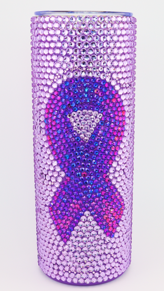 Rhinestone Tumbler - Lavender Body with Purple Rhinestone Ribbon (PL1A)