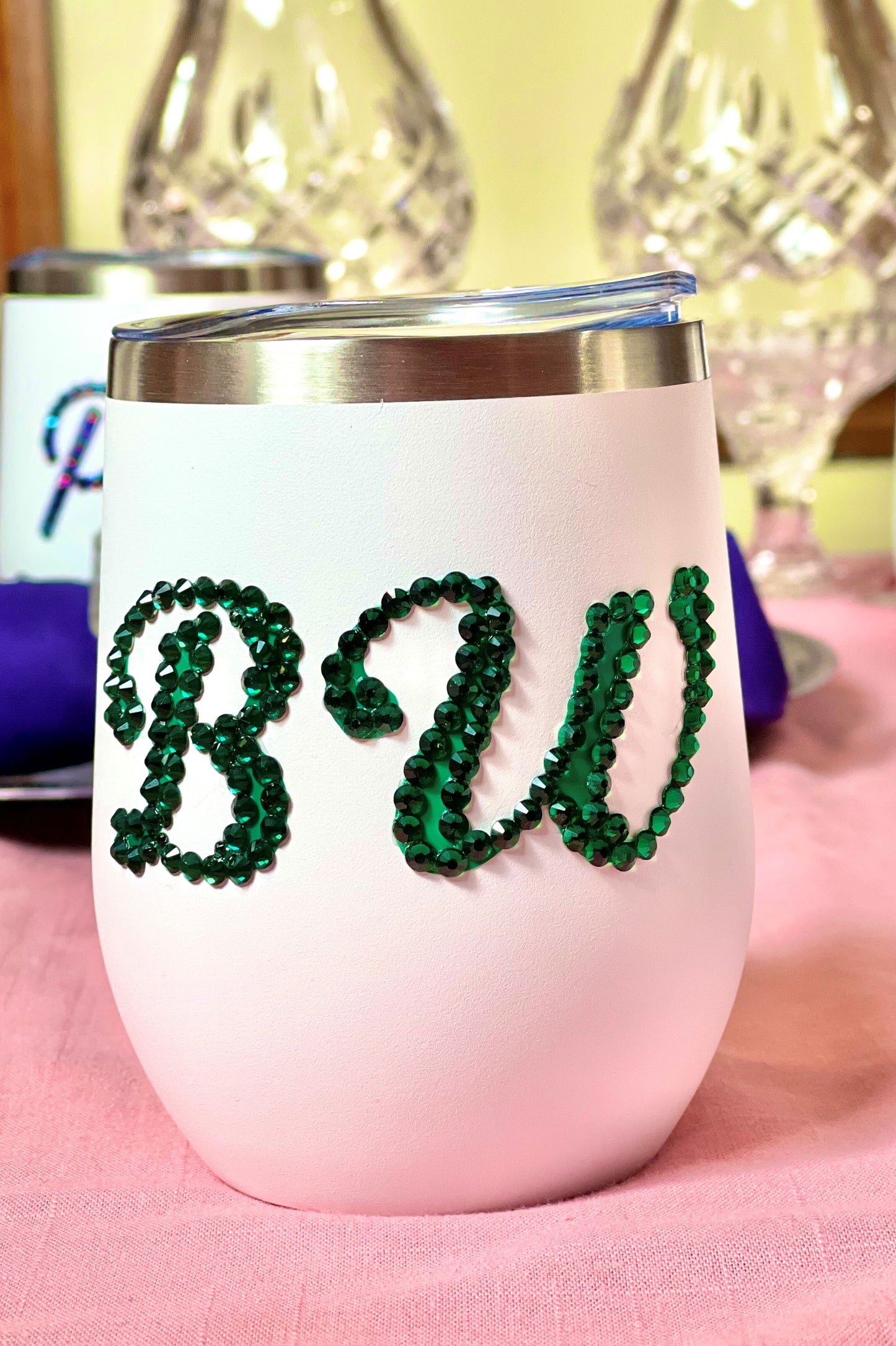 Custom Wine Tumbler (12 oz) - Partial Bling on Name Only