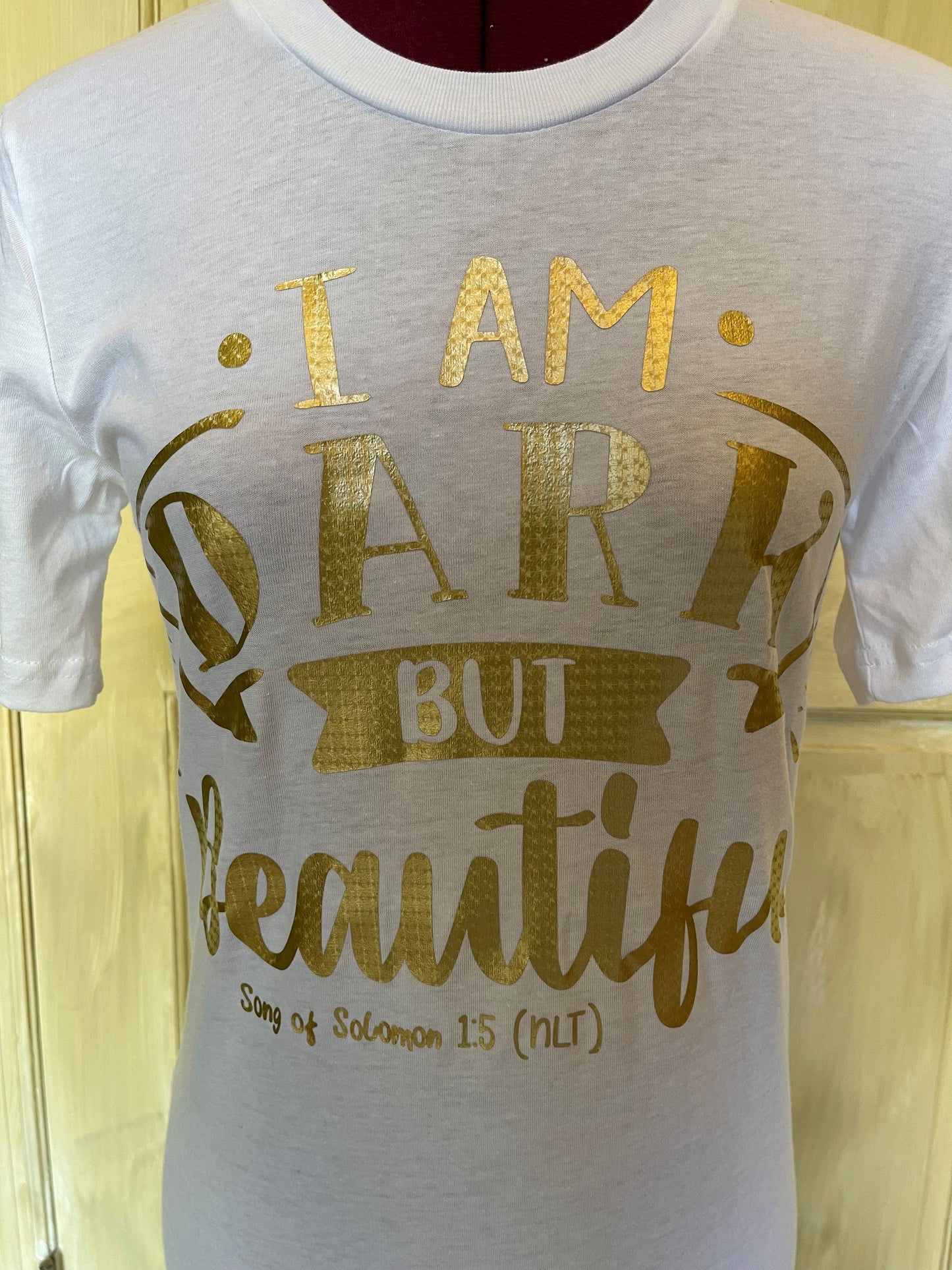 Bible Verse in Metallic Gold Short Sleeve T-Shirt